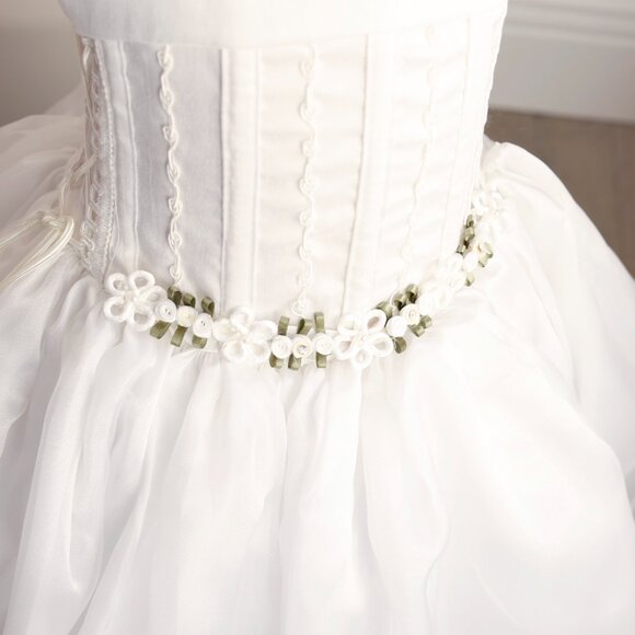 White Flower Girl Dress Formal Special Occasion Princess Gown RARE ITEM UNIQUE - Picture 11 of 12